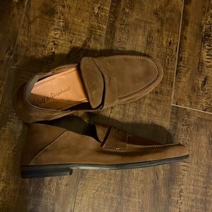Brown suede loafers